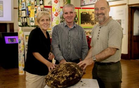 Farmer Jack Conway quickly realized that he had found bog butter and contacted the nearby Cavan County Museum. The bog butter has now been sent to the National Museum of Ireland in Dublin for further research and analysis (pictured: Cavan County Museum Curator Savina Donohoe, Farmer Jack Conway, Assistant Keeper at the National Museum of Ireland Andy Halpin). Would you have contacted the Museum about the bog butter?