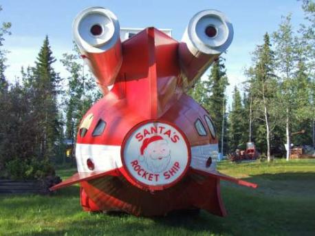 Mukluk Land in Tok, Alaska: A massive red-and-white mukluk boot marks the entrance to Mukluk Land, a homespun theme park built of scrap, salvage, and a love of all things Alaska. Visitors can pan for gold, explore the park's outhouse collection, and peer inside a log cabin crammed with hundreds of dolls. Other diversions here include a trampoline igloo, mini-golf, and an arcade. Have you ever been to Mukluk Land in Alaska?
