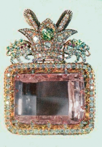 The Darya-ye Noor Diamond: This diamond has some other romantic names: it is also referred to as the River or Light, or the Ocean of Light. This pale-rose colored diamond has a carat weight of 182, and it is an important addition to the Crown Jewels of Iran. This diamond was discovered in India, and it has remained there, in the ownership of mughal emperors. As it was passed down from generation to generation, it was eventually adopted as an armband decoration by the reigning Nasser-Al Din Shah Qajar. Various members of Indian royalty would adopt the gem to adorn their headpieces or clothing over the years: when not in use, it remained carefully hidden in the Golestan Palace. Are you familiar with these facts for the Darya-ye Noor Diamond?