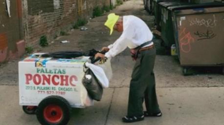 An elderly man who sells Mexican Popsicle's can take a break after two strangers raise money in his honor. Joel Cervantas Macias first saw 89-year-old street vendor, Fidencio Sanchez, pushing his cart and snapped a photo of the heartbreaking scene. The photo inspired more than seven thousand people to donate money on a GoFundMe page, surpassing Macias' goal of $3,000. When Macias told Sanchez about the community's outpouring of love, he says the man and his wife teared up in shock. Are you familiar with this story?
