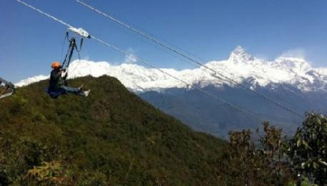 Zip-line the Himalayas in Nepal: If heights don't scare you then the Himalayas has something to offer. The zip-line in the Himalayan region of Nepal is one of the most extreme in the World. Adventure tourists can zoom across the Himalayan hills at a height of 1,968.5 feet (600 meters) for a little over a mile (1.8 k) at speeds of up to 87 mph (140 kph). Would you like to try zip-lining the Himalayas in Nepal?