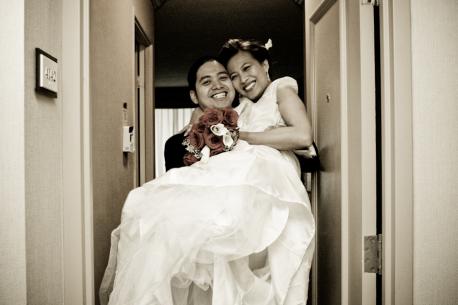 The wedding tradition of carrying the bride over the threshold began its origins in ancient Roman times where they believed evil spirits would curse the bride through the soles of her feet. It would bring bad luck to the marriage therefore carrying the bride would protect her and the marriage from any bad luck. It also signifies the groom taking the bride away from her parents. Did you/Were you carried over the threshold at your wedding?