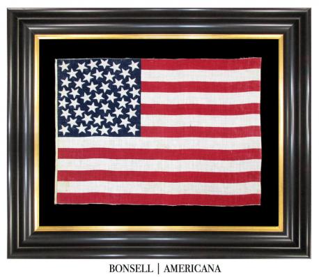 Prior to the adoption of the 48-star flag in 1912, there was no official arrangement of the stars in the canton, although the U.S. Army and U.S. Navy used standardized designs. Throughout the 19th century, there was an abundance of different star patterns, rectangular and circular. Do you like this design of the 45 star flag (July 4, 1896 – July 3, 1908) ?