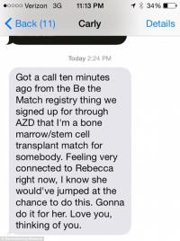 On a page memorializing the teen, her family have encouraged others to keep her 'spirit alive' by being kind to others, whether by volunteering or donating to a cause - 'just as Rebecca strived to do'. They've asked others to share photos and stories of themselves 'paying it forward' with the hashtag #‎RememberingRebecca‬, and many have complied. One woman wrote that she would be donating her bone marrow in memory of Rebecca, while another said she paid for the Starbucks order of the car behind her in the drive-thru. Do you think perhaps this story will inspire you to do something selfless, and would you post it on Twitter?