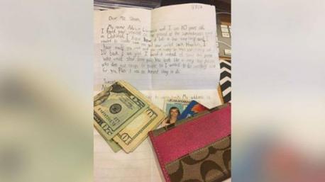 A story out of California recently went viral when a 10 year old boy, Nasim Lawrence found a wallet at a motocross event in Oakland, and he felt the need to do the right thing. He first searched for the woman, and when that didn't work, sent the wallet back to the address on the ID inside, together with a note. The woman who lost the wallet, and some of her friends, were so touched--especially with the note, they posted the story on social media. The note, in part, read: 