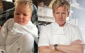 'Were you in Wales ten months ago?' new mother Claire Dempster, from Cardiff, England, tweeted chef Gordon Ramsey, when her son was only one month old. She sent a hilarious tweet to Gordon Ramsay with a photo of her baby who she feels looks IDENTICAL to the chef. Gordon Ramsey even tweeted back, yes, he was in England 11 months ago, and even agreed the baby looked somewhat like him. Do you think there is a resemblance to the famous chef?