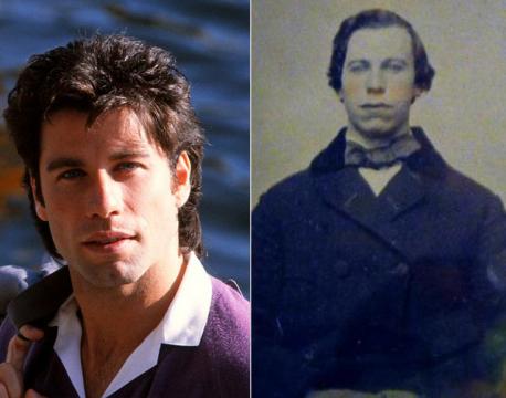 How about John Travolta and this unknown man from the 1860's?