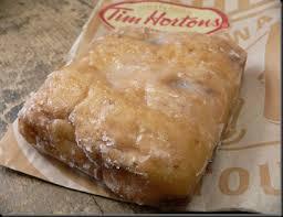 The dutchie is a Canadian doughnut popularized by the Tim Hortons chain. It is a square, yeast-lifted doughnut containing raisins that is coated with a sugary glaze. It was previously one of two doughnuts (along with the apple fritter) that had been available on the menu since the start. The dutchie and apple fritter were the chain's most popular doughnuts. Have you ever eaten, used or heard the term