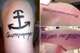 We all know spelling counts, and probably it counts even more when you get a tattoo. So, remember if you are contemplating getting a tattoo, double check the spelling before the ink goes in. These people obviously did not. Do you know anyone who has a word or phrase misspelled on their tattoo?