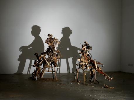 London-based artists Tim Noble and Sue Webster take trash, and through careful manipulation, light and dimension, create visual masterpieces. They use scrap metal, discarded waste, and even taxidermy creatures to create thought provoking and recognizable images. Do you enjoy this type of perceptual art?
