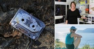 In the 1990s Stella Wedell was 12 years old and vacationing on the Spanish island of Mallorca when she lost her cassette which featured singles from Shaggy and Bob Marley and the Wailers. Years later, she happened to be at an art exhibit in Stockholm, Sweden, when she saw her tape on display. It had washed ashore on a beach on a Spanish island off the coast of Africa, nearly 2000 km from where it was lost and was retrieved by British photographer Mandy Barker, who documents plastic pollution. Barker had the tape professionally restored. She included the tracklisting alongside the tape in her travel exhibition 