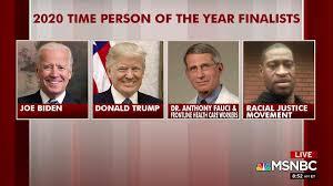 Time's other Person of the Year candidates were President Donald Trump; frontline health-care workers and Dr. Anthony Fauci; and the movement for racial justice. Fauci, health-care workers and racial justice organizers shared the magazine's Guardian of the Year title. Do you think any of the others should have been the Person of the Year?