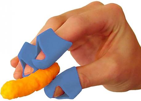 Finally a product to solve one of life's most frustrating tasks, eating cheesy food without getting it all over your fingers! These Finger Covers (sold in a pack of three) have got you 