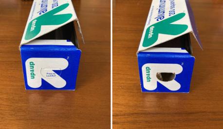 It can be frustrating when you go to cover your leftovers, and suddenly the whole roll of aluminum wrap comes flying out. Turns out, the box has a built-in solution just for that. The box of foil has little perforated tabs at the ends. Push them in, and the roll will stay snugly inside the box. Were you aware of this?
