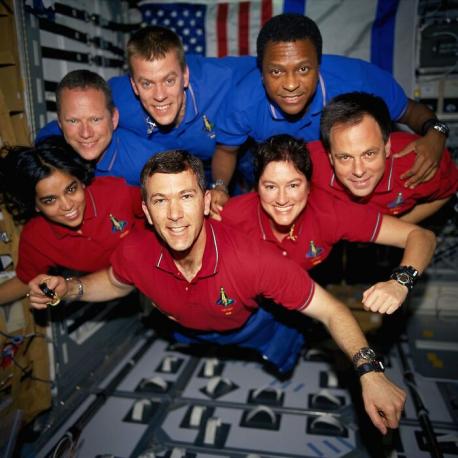 What should have been a celebratory photo of the astronauts posing in zero gravity happy to have such an incredible opportunity, turned out to be their memorial photo instead. While this photo had been snapped, their space shuttle is irreparably damaged, and they would be dead in a few days during reentry (which was considered 