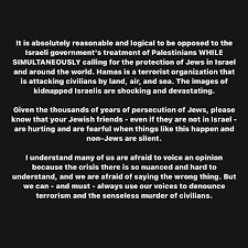 Following Hamas's attack, many prominent anti-Israel activists and organizations have expressed their full support for the Hamas actions on social media platforms such as X and Instagram. Anti-Israel campus groups, community organizations and journalists are framing Hamas's terror attacks as part of an anti-colonial struggle in which any and all forms of 