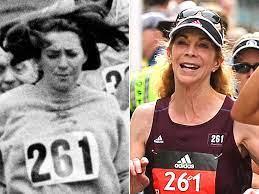 Switzer, wearing her original bib number, 261, was joined by 125 runners supporting her charity, 261 Fearless, empowering women and girls through running. The Boston Athletic Association retired her bib number after she crossed the finish line. Do you think this was an appropriate gesture?