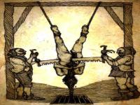 Saw Torture-- In this method, the victim is hung upside down, so that the blood will rush to their heads and keep them conscious during the long torture. The torturer would then saw through the victims' bodies until they were completely sawed in half. Most were cut up only in their abdomen to prolong their agony. Are you in any way interested in watching shows like this?