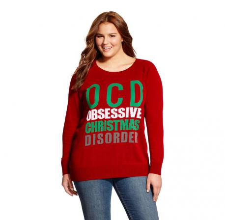 Here is a picture of the sweater. It says OCD - Obsessive Christmas Disorder. Would you buy this sweater?