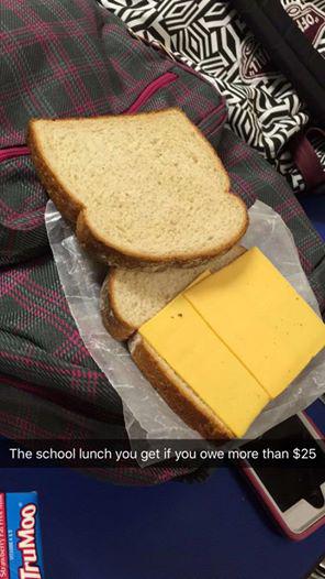 One high school in Kokomo, Indiana has devised a new lunch policy. If a student's account is more than $25 in the negative, they will be given a plain bread and cheese sandwich for their lunch. Have you heard about this?