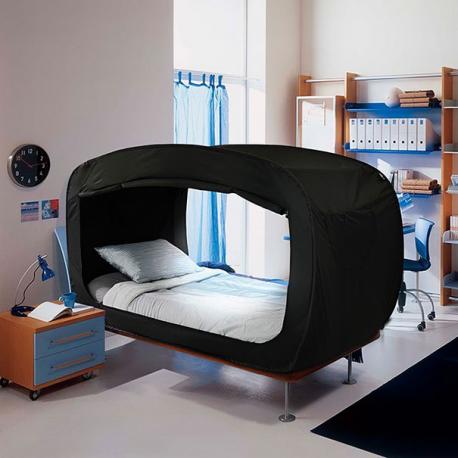 (Source: privacypop.com) The Bed Tent is simply a tent that attaches to most beds to create a dark little cocoon to sleep in peacefully. It blocks that little annoying light coming from the window, but it also shields you from the curious eyes of third parties and protects you from bugs. It's also perfect for anyone who suffers from anxiety or just needs a minute alone. Especially made to fit bed sizes commonly found in bedrooms, shared rooms, kid's rooms, dorm rooms and in rooms that multiple people live in. The Bed Tent has been designed to be used with your existing mattress and bed frame or it can be used by itself. It turns your bed into an oasis of solitude and seclusion or makes a fun bed fort around the bed in case you want to use it for kids or outdoors. When you don't want it there, you just pack it back into a small bag and hide it. Would you like to use this product in your bedroom?