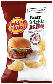 Have you tried the new flavor by Golden Flakes Chips called Tangy Pickle BBQ?