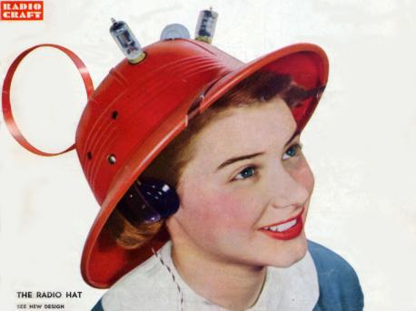 The portable hat radio has elegance, technology and vivid color! What could go wrong? Here it is featured on the cover of Radio-Electronics, June 1949, looking very much like a mixture of safari hat and UFO. Were you aware of this device before the survey?