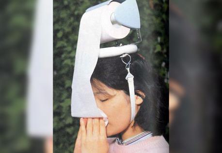 Awww, do you have that sniffling, sneezing, aching, coughing, stuffy-head feeling? Sure, NyQuil helps but let's get to the heart (or nose) of the matter. Here's the tissue when and where you need it with this very practical Toilet Roll Crown. Have you ever heard of this gadget?