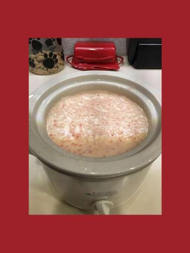 Do you have a CrockPot? If so, next, -Stir together the milk, sugar, tapioca, and eggs in a slow cooker. Cover, and cook on Medium for 3 hours, or on Low for 6 hours, stirring occasionally. Serve warm.