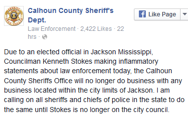 Do you think the Calhoun sheriff is justified to no longer pursue criminals in Jackson, and urging other county sheriffs to do the same?