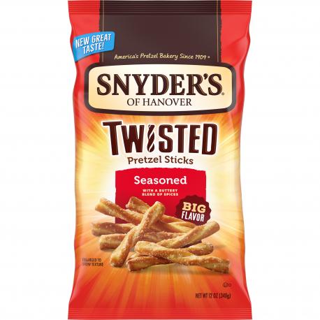 Snyder's of Hanover Seasoned Pretzel Sticks----- These addicting pretzels are a flavor explosion in your mouth. The buttery sticks are seasoned with a blend of onion, garlic, and pepper that packs a subtle but surprising kick. Do these sound like something you'd like to eat?
