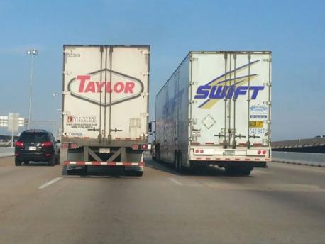 How about these odds, 2 trucks side by side on the highway. Have you ever seen something similar?