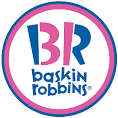 Baskin Robins has a pink and blue 