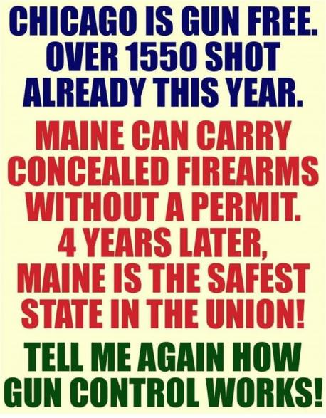 But this isn't unique to Maine. Vermont, America's second-safest state, also has a similar constitutional carry law. Do these facts make you consider that perhaps making it legal for law-abiding citizens to carry firearms – and balance out the criminals carrying firearms – might be a reasonable means of making our communities safer?