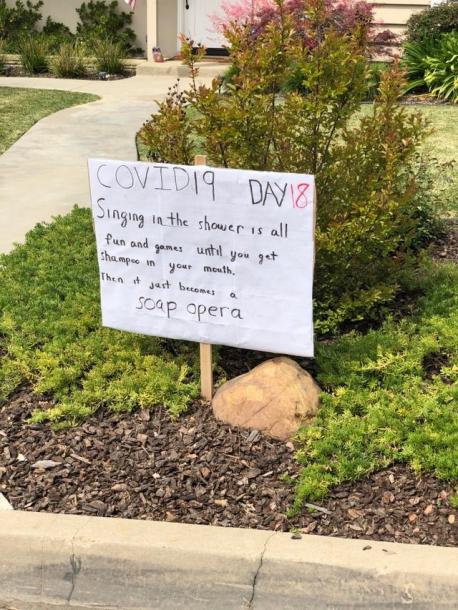 Jules said he started noticing the signs in his Claremont, California neighborhood every day since the beginning of the state's mandatory lock down period on March 19th. He snapped a picture of the signs two days in a row, then shared them on Reddit. Within a day the post had gone viral and Redditors were clamoring for more! Have you or someone in your neighborhood been doing something similar to keep spirits lifted during this quarantine?