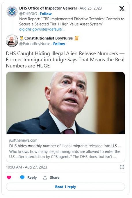 Arthur also questioned the credibility of the CBP Office of Field Operations' statistics, which consistently show a monthly count of