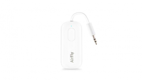 Twelve South AirFly Pro Bluetooth Wireless Audio Transmitter. The next time your globe-trotter hits the skies, they can plug this Bluetooth adapter into the airplane seat's audio jack to pair their AirPods or any wireless headphones with ease. For yourself or somebody else?