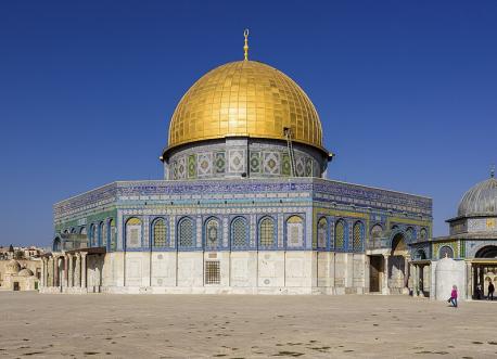 The Dome of the Rock, Jerusalem. The Dome of the Rock, which dates from the first century and is one of the most sacred places for several denominations, is located in Jerusalem, Israel. The golden-topped sanctuary, located on the Temple Mount, is a prominent landmark in the Jerusalem skyline, yet it is subject to several stringent laws. Non-Muslim pilgrims are not permitted to enter the monument, but they can view it from the Temple Mount within non-Muslim open hours. The most magical aspect of this structure is its exterior, which everybody can see. This structure has inspired many others. Would you visit the outside structure?