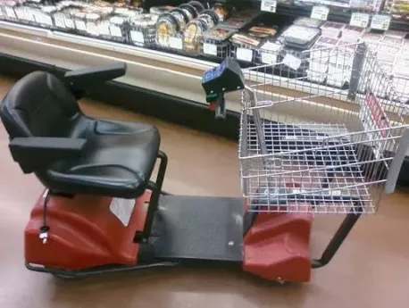 Collisions with Motorized Shopping Carts In Stores-- * Consequences: Contusions, leg fractures to pedestrians in tight aisles. * Prevention: Give motorized carts a wide berth; keep children out of blind spots. * Treatment: Evaluate leg impact for fracture; apply cold compress.--In stores that have them, are you the one driving the motorized cart or the one watching out for them?