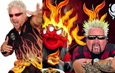 TV personality and chef Guy Fieri is known for his flame-designed shirts, spiky hair, and his show 
