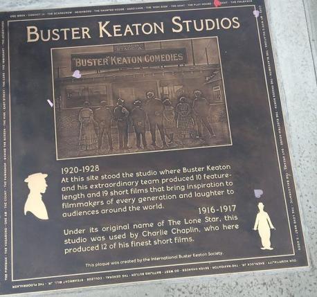 In Los Angeles, California, at the intersection of Eleanor Avenue and Lillian Way, you'll find a marker on the sidewalk identifying the exact location of Buster's studio where he made 29 full-length and short films between 1920-1928. In 1931, the studio was demolished. Have you seen this marker in person?