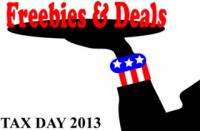 Monday, in the U.S. is tax filing day (April 15, 2013) Throughout the U.S several retail establishments will be offering freebies or special discounts. Were you aware of this?