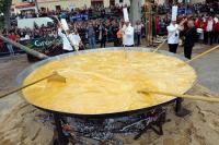 And in Haux, France, a giant omelet made of over 4,500 eggs is prepared one day after the Easter celebration and served up in the town's main square. This tradition began during Napoleon's time, when the ruler and his army stopped in a small town in the south of France and ate omelets. He supposedly liked the omelet so much that he ordered all locals to gather their eggs and make a giant omelet for his army the next day. Have you heard about this tradition?