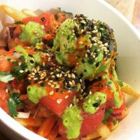 There is a restaurant not too far from me that serves Poke fries, or what their dish is called, 