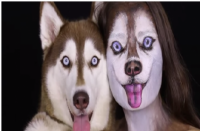 There are artists that change your face to look like your dog's face, see picture for example. Conversely, they can also make cat's face look like their owners. Have you seen art work like this?