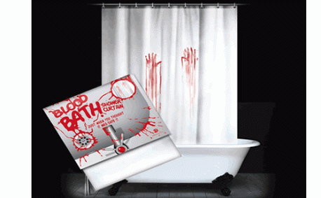 Bloody bath curtain? (For you Psycho fans)