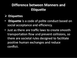 Check off what you know, regarding etiquette and manners: