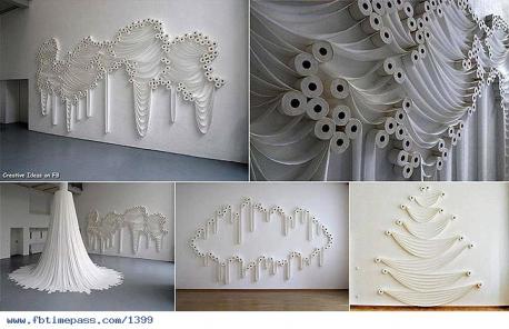 Toilet paper art as well as toilet paper tubes or empty rolls are quite popular. Sakir Gokcebag did a series of art installations using toilet paper. What do you think?