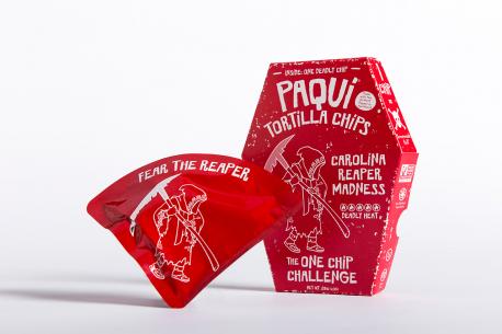 Paqui encourages fans to try the Carolina Reaper chips and share their reactions on social media. Those tagging @PaquiTortillas and using the hashtags #OneChipChallenge and #sweeps get free bags of the brand's more conventionally flavored crisps, and the chance to win a year's supply of chips and a GoPro Hero4 Silver. (So you can film yourself scarfing down chips from here to eternity.) Will you be buying one and recording your reaction?