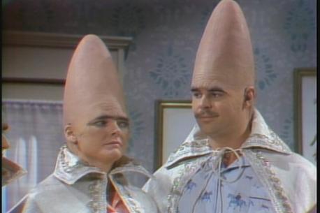 The Coneheads is a recurring sketch on Saturday Night Live (SNL) about a family of aliens with bald conical heads. It originated on the January 15, 1977, episode, and starred Dan Aykroyd as father Beldar, Jane Curtin as mother Prymaat, and Laraine Newman as daughter Connie. It was later made into a movie. Check off what is true for you: